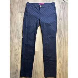 Lilly Pulitzer Navy Blue Patterned  Pants Size 4 preppy skinny